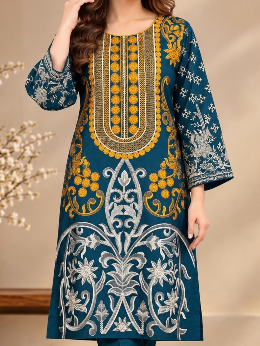 Viscose embroidered kurti /top